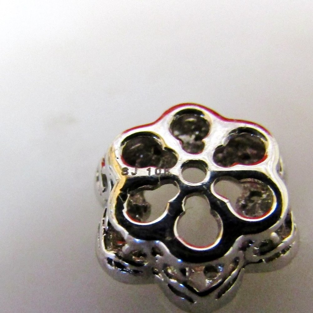 Diamond Flower Earring Enhancer Jackets 10k White Gold Natural Genuine Real - Picture 9 of 9